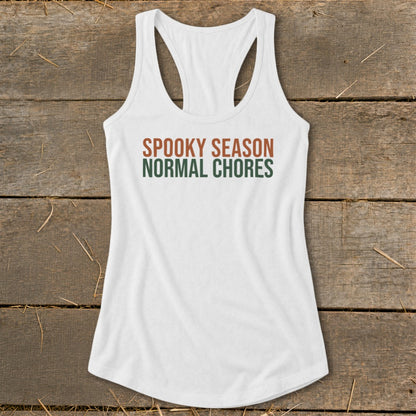 Spooky Season Normal Chores Racerback Tank