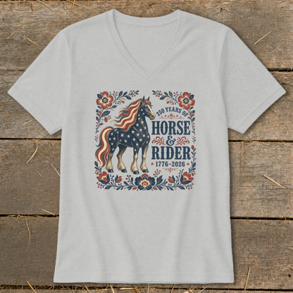 Horse and Rider design with patriotic stars and stripes, 250 Years text.