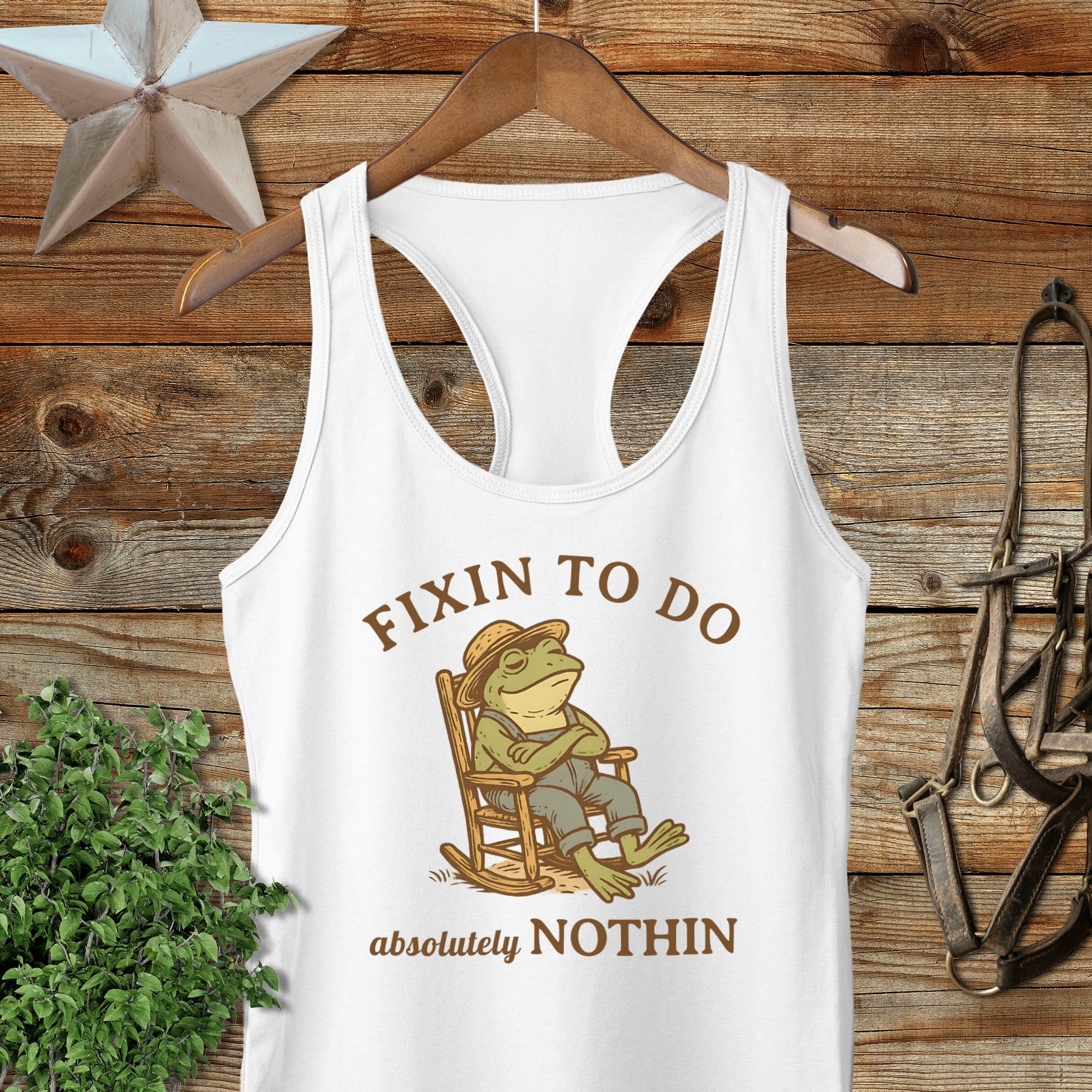 Fixin To Do Absolutely Nothin Tank Top with Frog Design