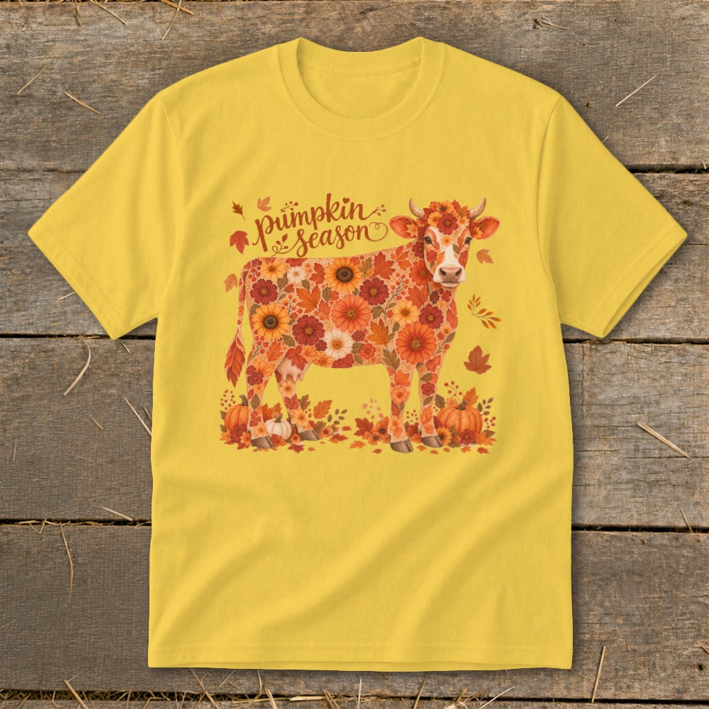 Fall Floral Cow Youth Tee