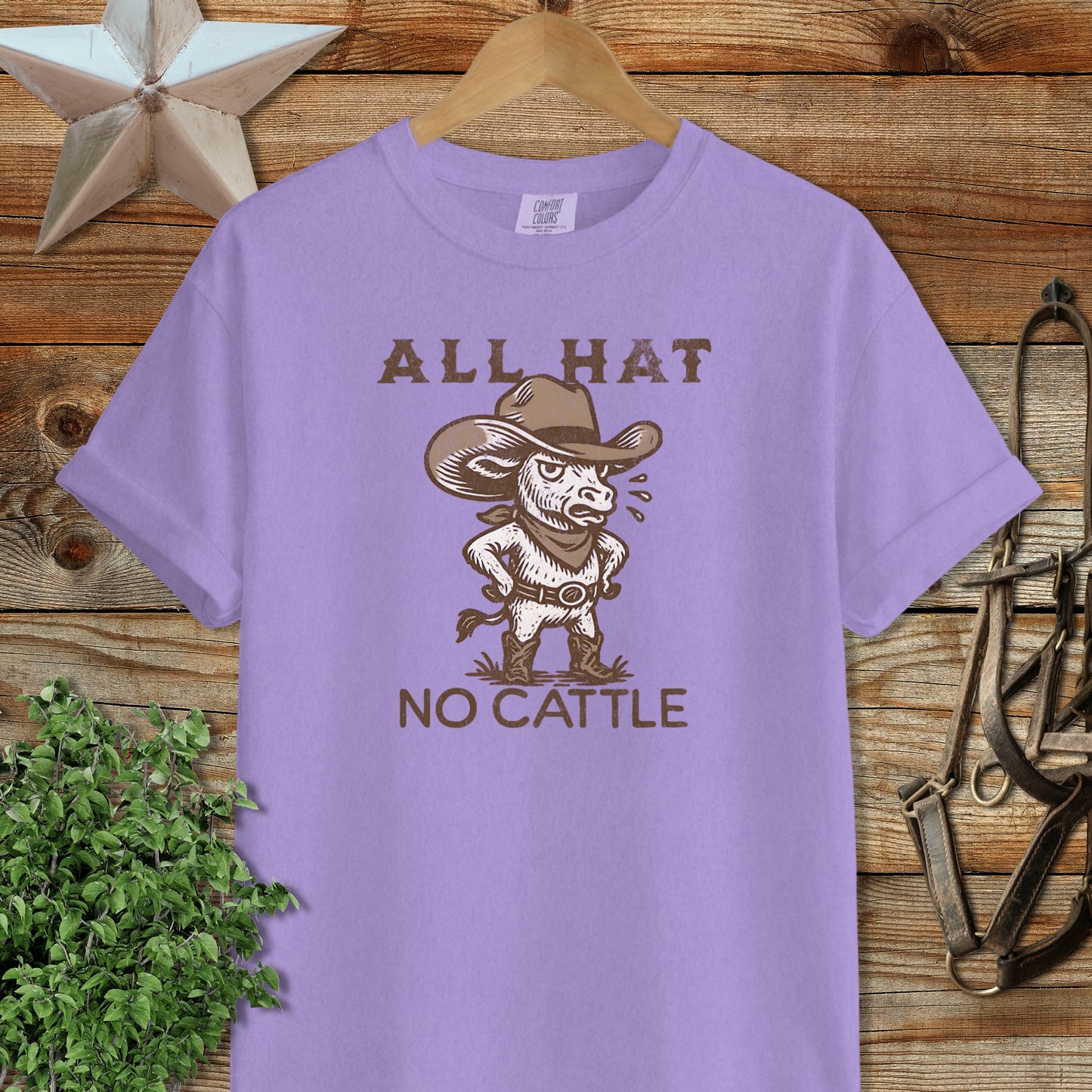 Funny All Hat No Cattle Graphic T-Shirt
