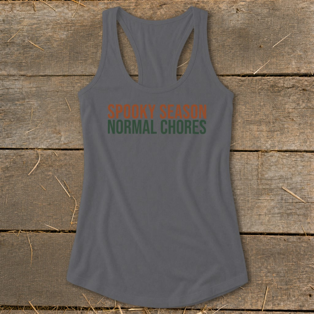 Spooky Season Normal Chores Racerback Tank