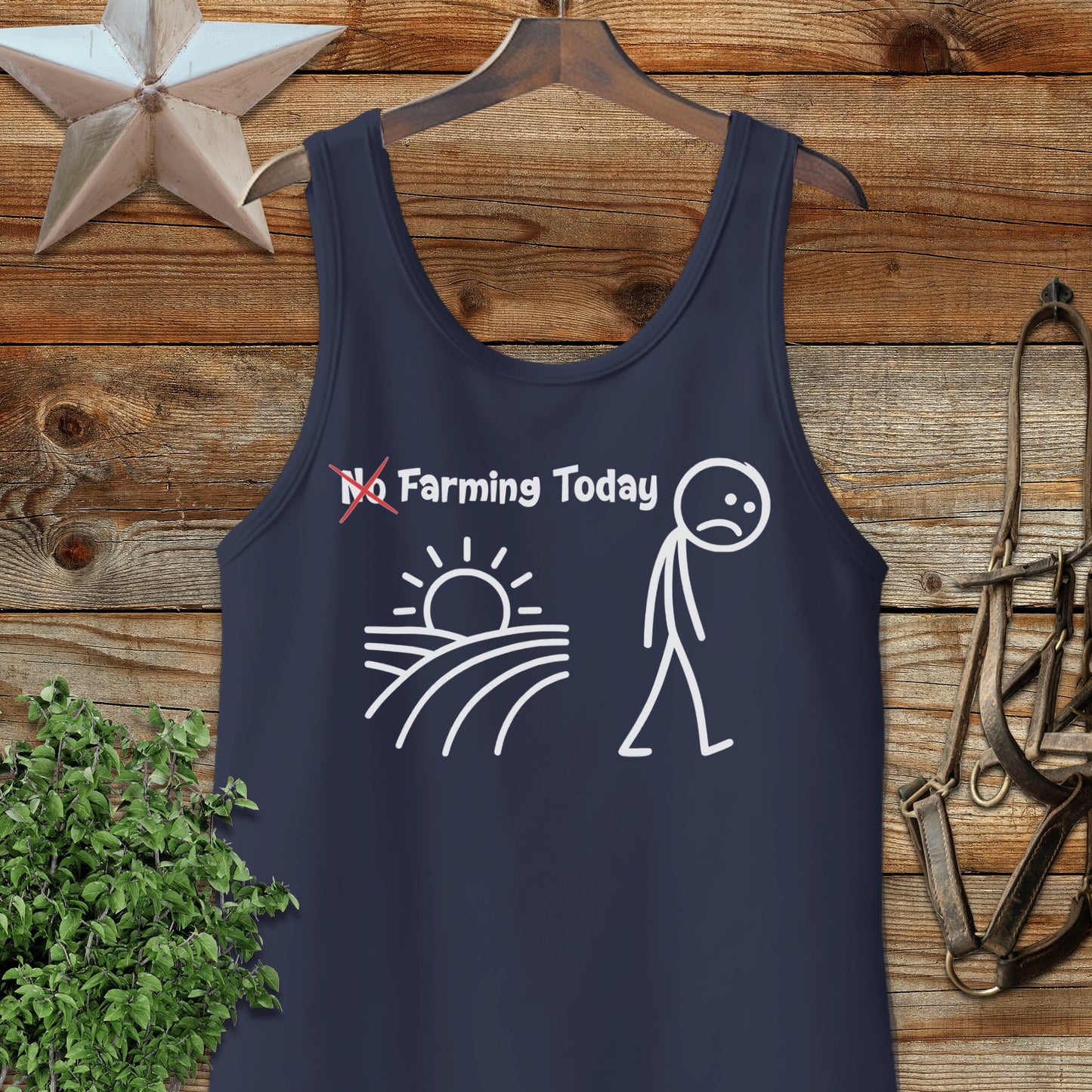 No Farming Today Stick Figure with Sun Tank Top
