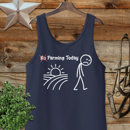No Farming Today Stick Figure with Sun Tank Top