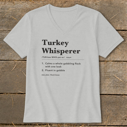 Light gray t-shirt with "Turkey Whisperer" definition text.