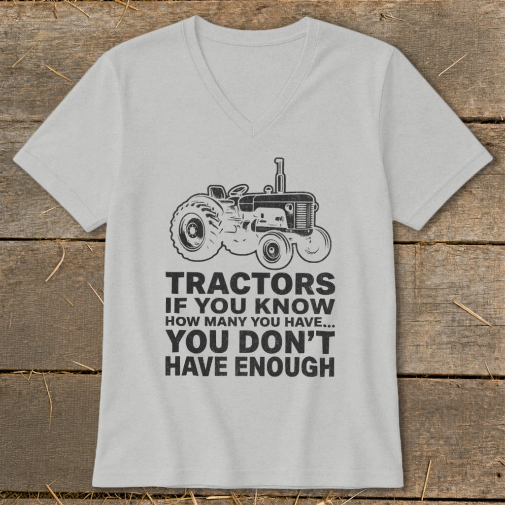 Light gray t-shirt with vintage tractor graphic and text about tractors.