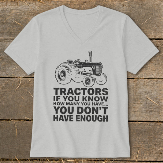 Light gray t-shirt with vintage tractor graphic and text about tractors.