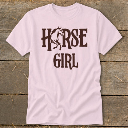 Light pink t-shirt with "HORSE GIRL" text and a horse graphic.