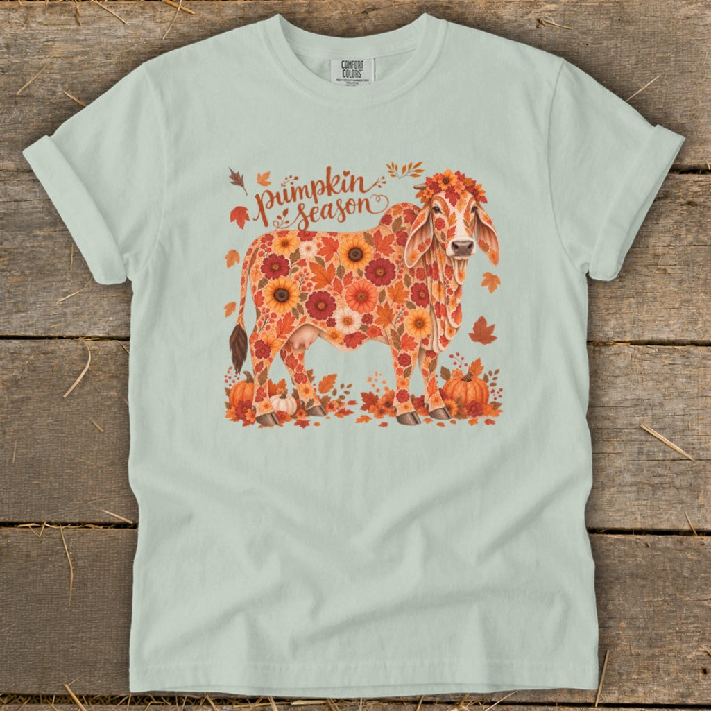 Fall Floral Brahman Cow Signature Tee