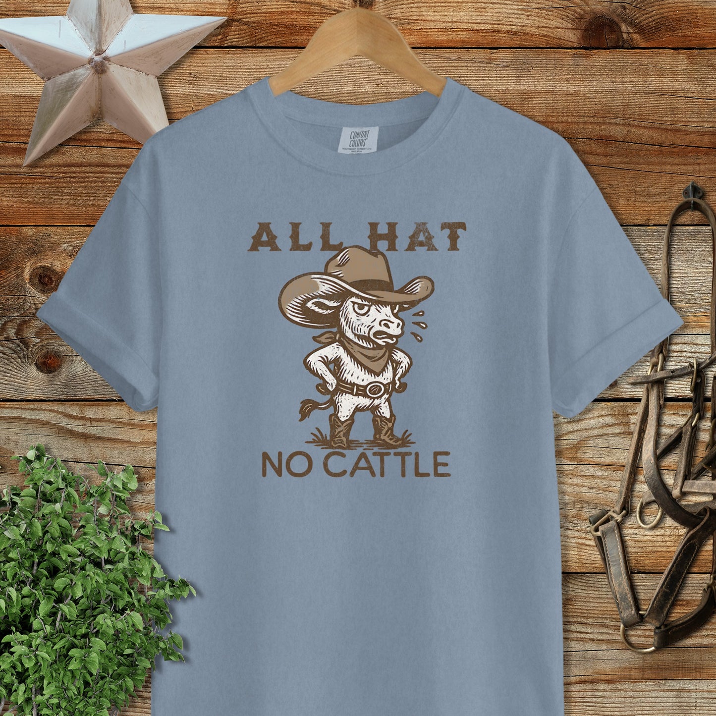 All Hat No Cattle Funny Cowboy Graphic Shirt