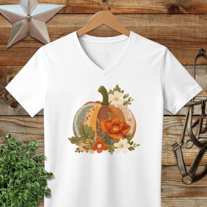 Vintage Floral Pumpkin Graphic V Neck T Shirt product type