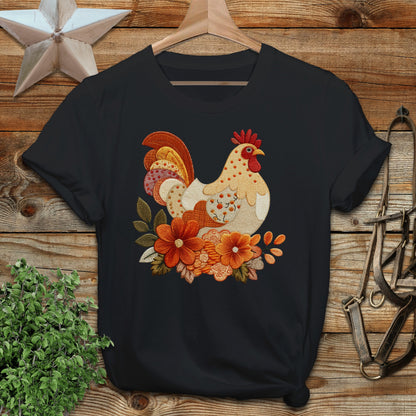 Colorful Rooster and Flowers Design Printed T-Shirt product