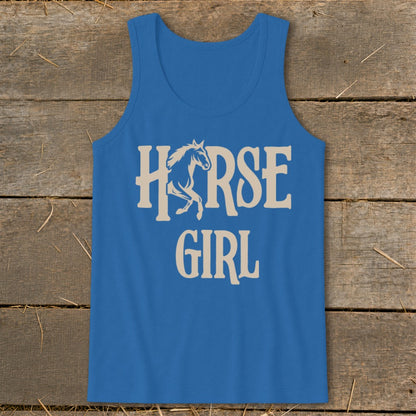 Blue tank top with "Horse Girl" text and horse graphic.