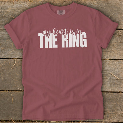 Rose t-shirt with white text reading "my heart is in THE RING".