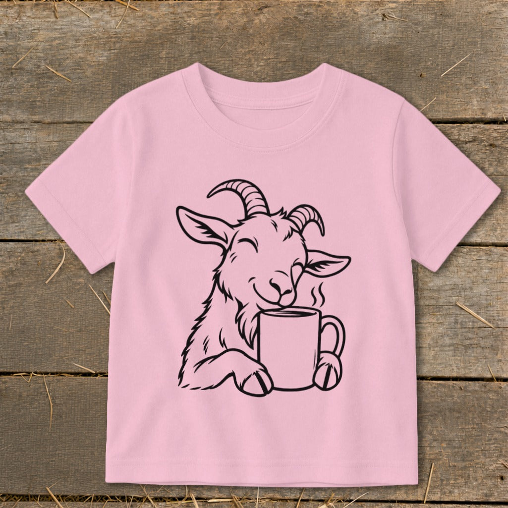 Morning Coffee Goat Toddler Tee