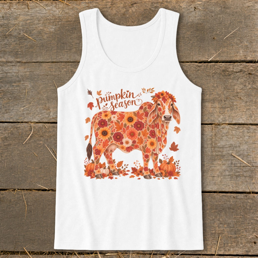Fall Floral Brahman Cow Tank Top