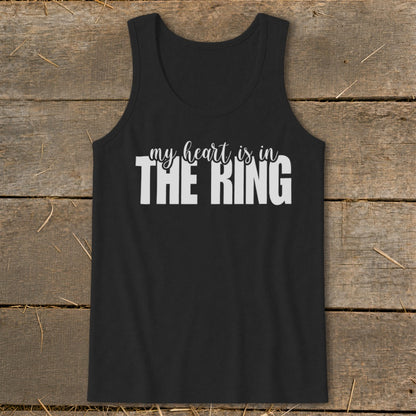 Black tank top with white text "my heart is in THE RING".