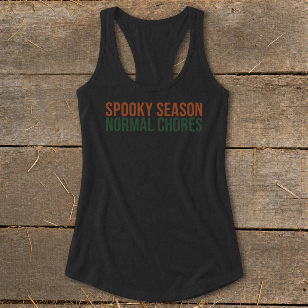 Spooky Season Normal Chores Racerback Tank