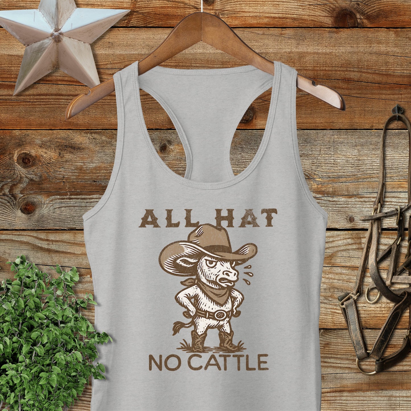 All Hat No Cattle Racerback Tank