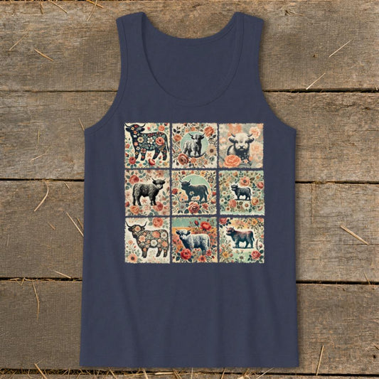 All the Pretty Cows Tank Top - Navy