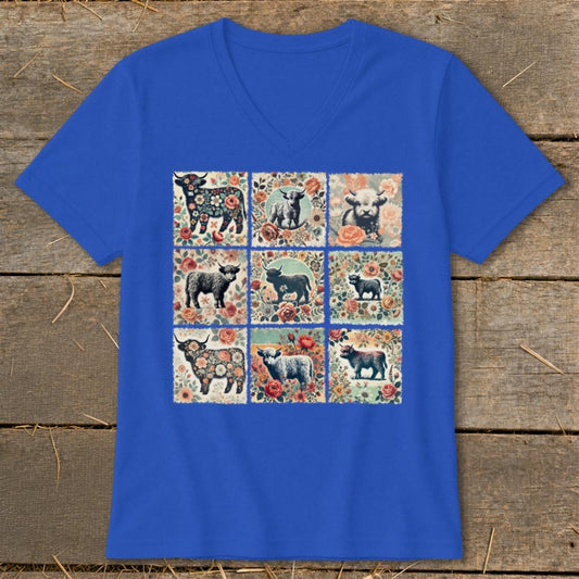 All the Pretty Cows V-neck - True Royal