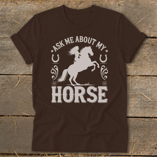 Ask Me About My Horse Softstyle Tee - Chocolate