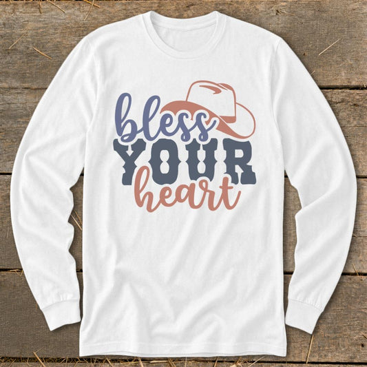 Bless Your Heart Long Sleeve Tee - White