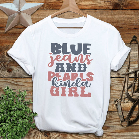 Blue Jeans and Pearls Softstyle Tee