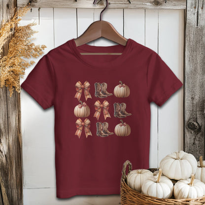 Boots Pumpkins and Bows Fall - Youth Shirt
