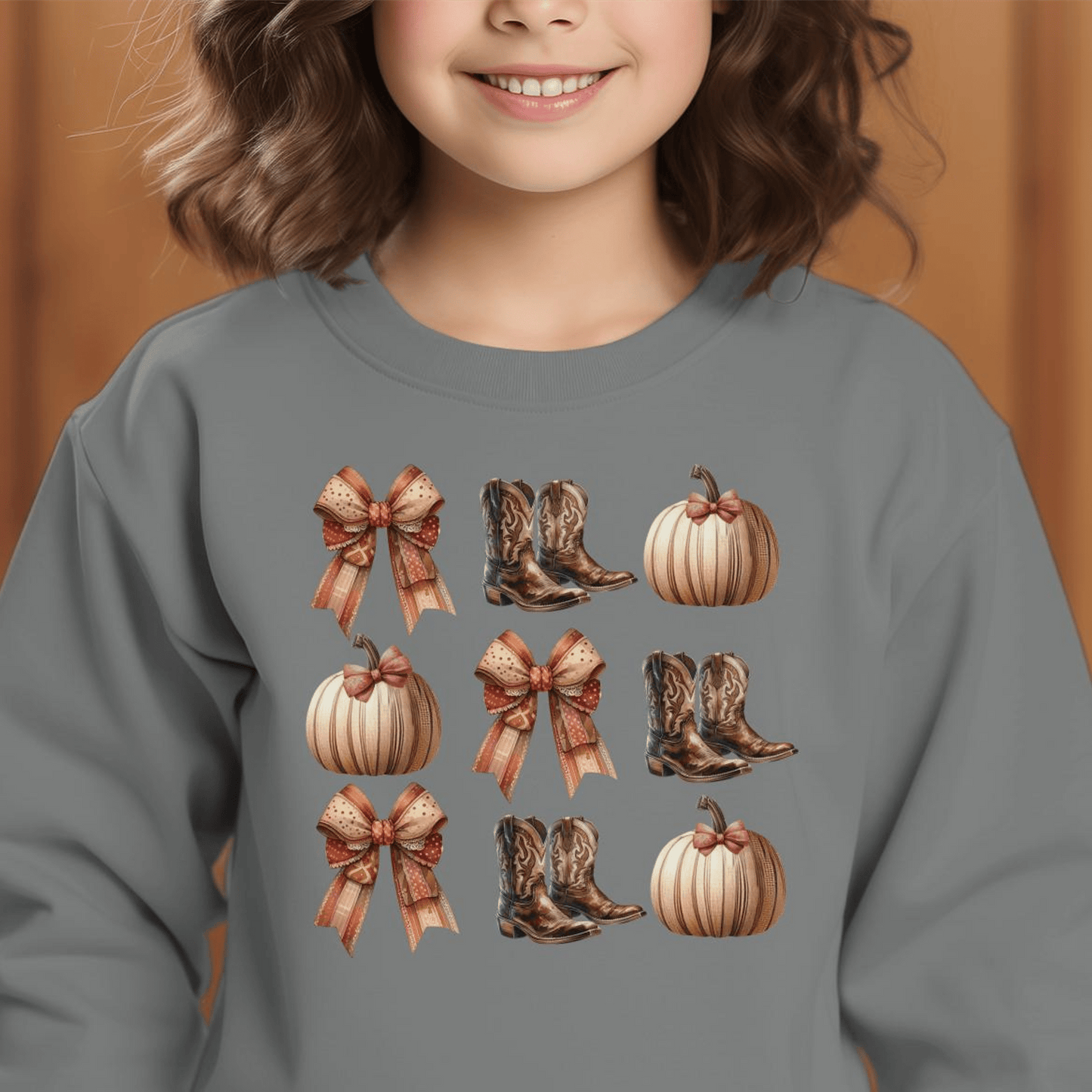 Boots Pumpkins and Bows Fall - Youth Shirt
