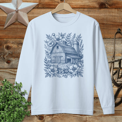 Botanical Barn Illustration Long Sleeve Tee