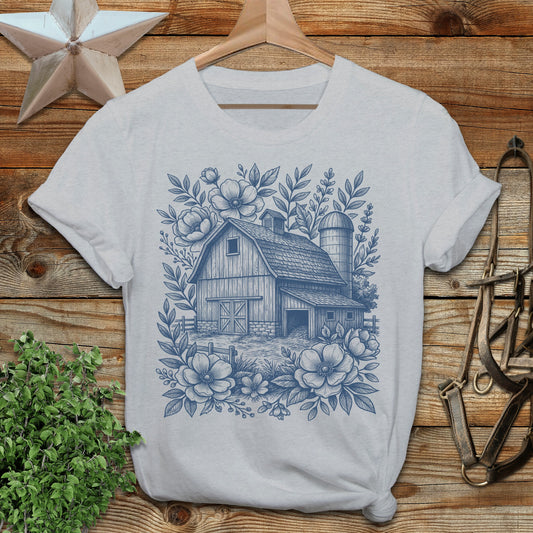 Botanical Barn Illustration Softstyle Tee