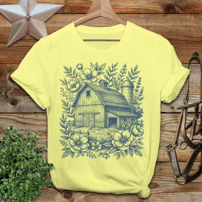 Botanical Barn Illustration T-Shirt