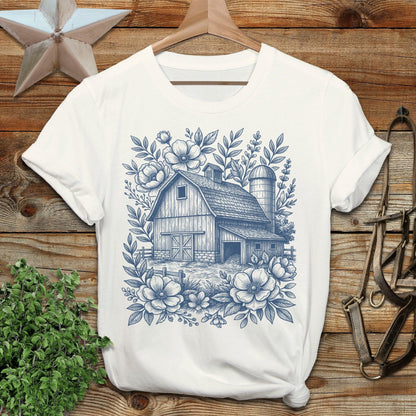 Botanical Barn Illustration T-Shirt