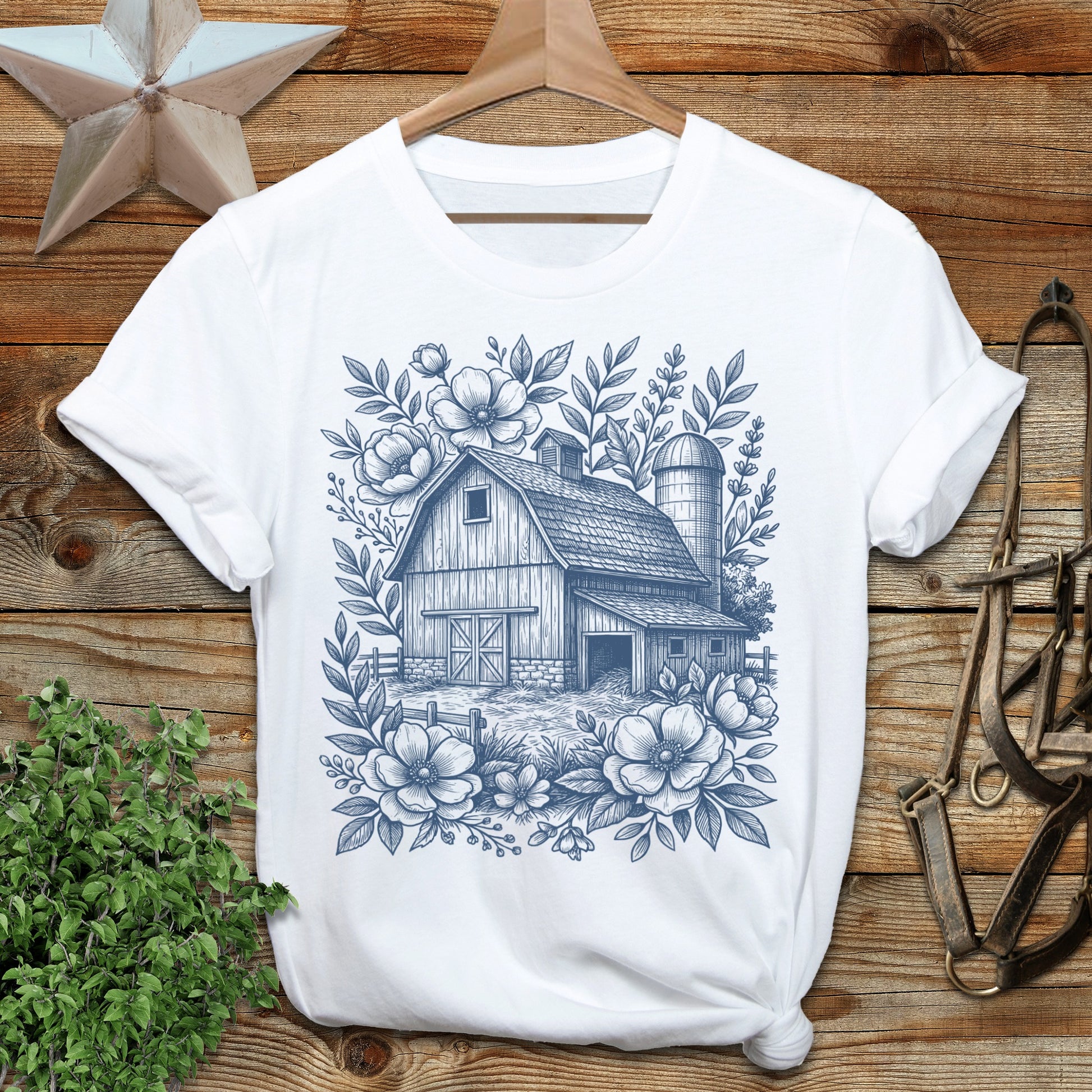 Botanical Barn Illustration T-Shirt