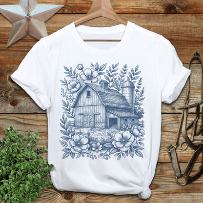 Botanical Barn Illustration T-Shirt