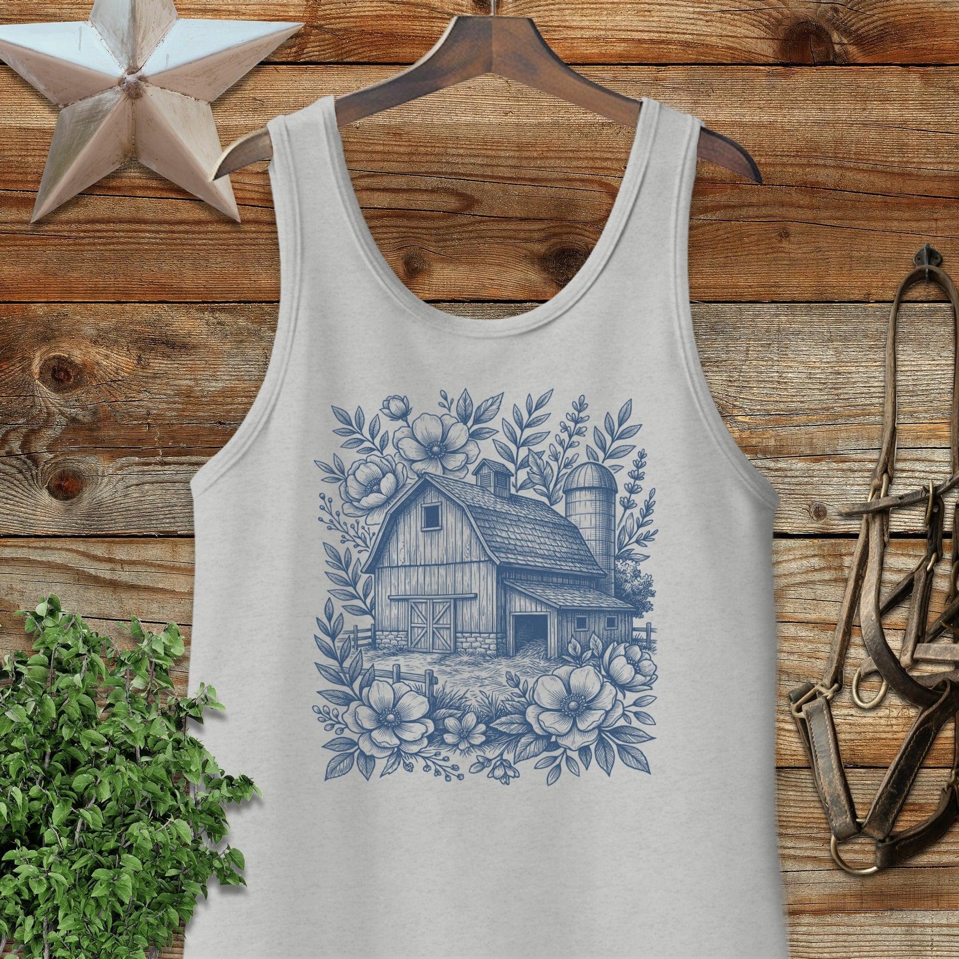Botanical Barn Illustration Tank Top