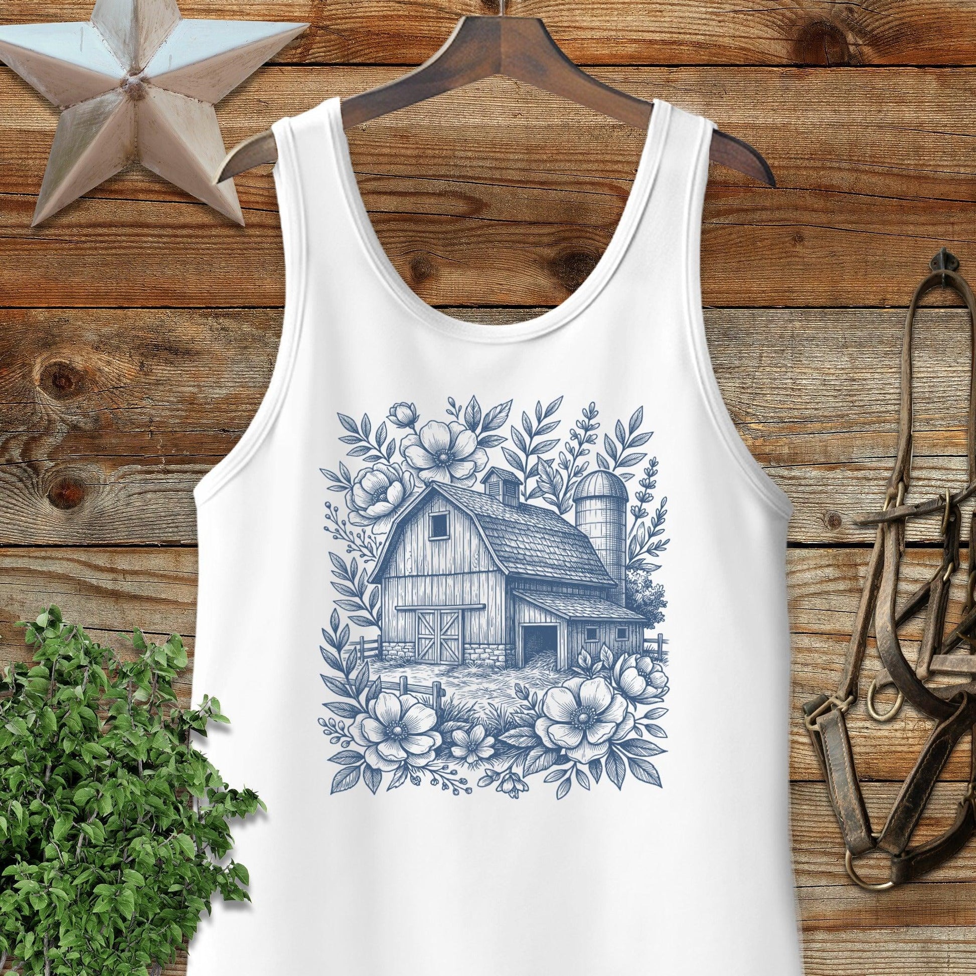 Botanical Barn Illustration Tank Top