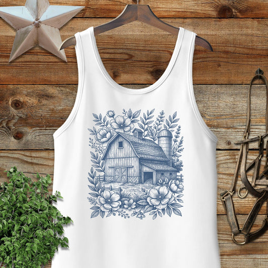 Botanical Barn Illustration Tank Top