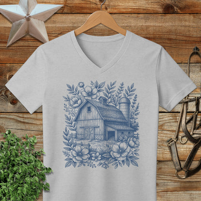 Botanical Barn Illustration V-neck