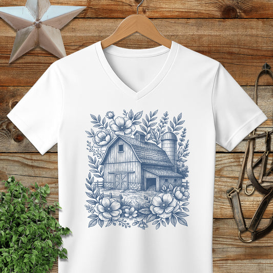 Botanical Barn Illustration V-neck