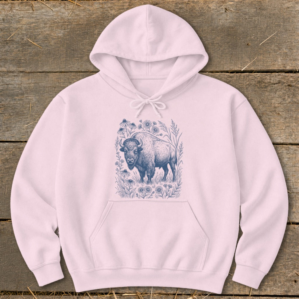 Botanical Bison Illustration Hoodie