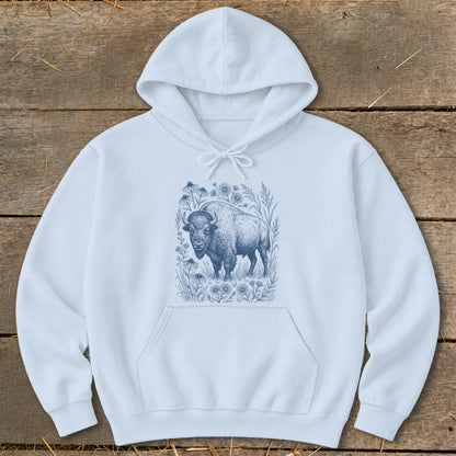 Botanical Bison Illustration Hoodie