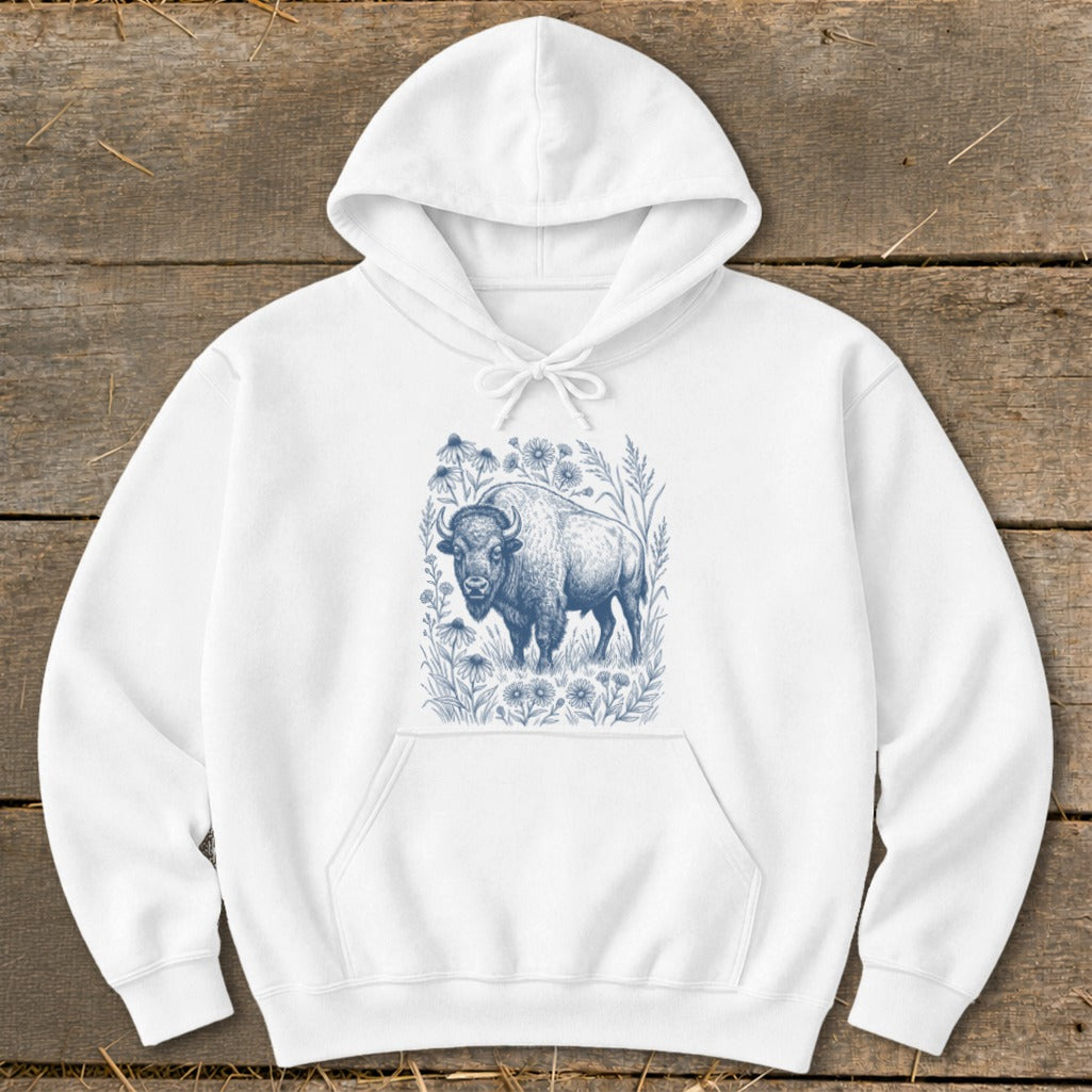 Botanical Bison Illustration Hoodie