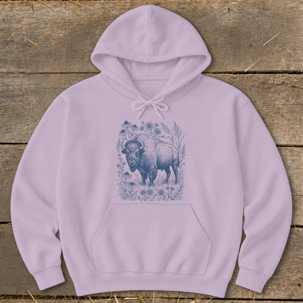 Botanical Bison Illustration Hoodie