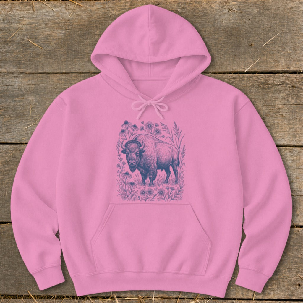 Botanical Bison Illustration Hoodie