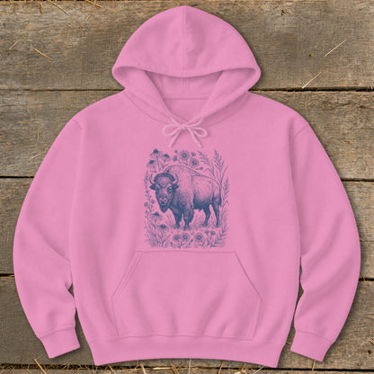 Botanical Bison Illustration Hoodie
