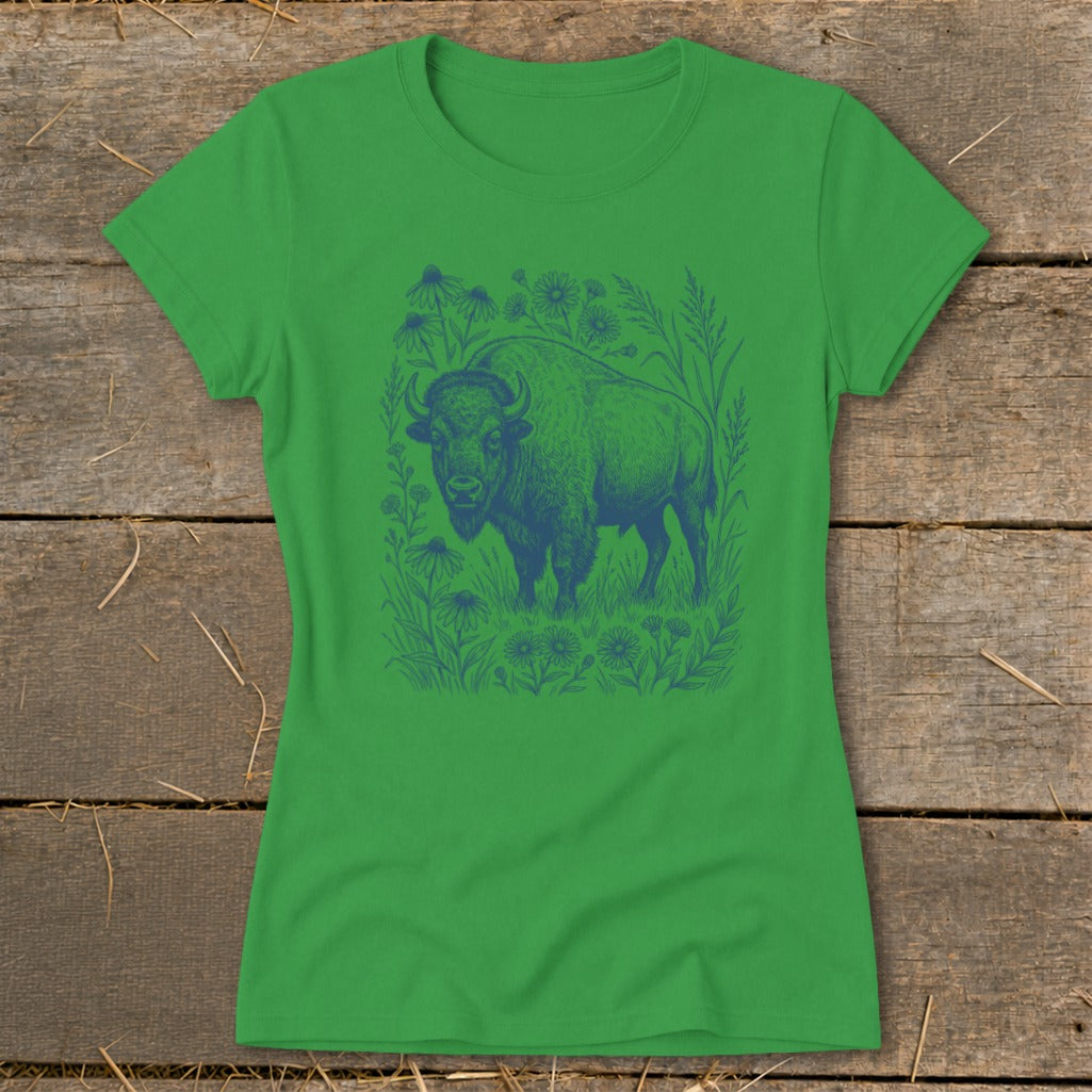 Botanical Bison Illustration Ladies Tee