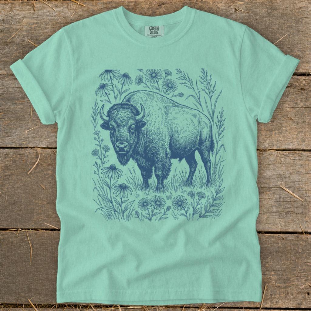 Botanical Bison Illustration Signature Tee