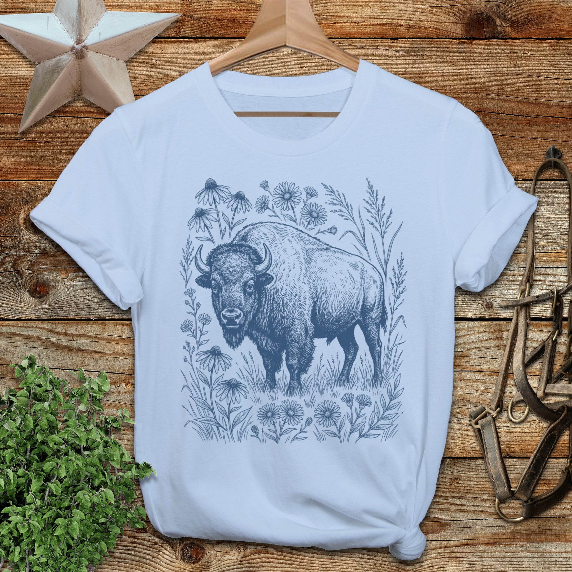 Botanical Bison Illustration Softstyle Tee